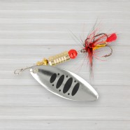 Блешня обертова ZEOX Reactive Long № 2, 6г, колір 008 Silver-Black Dot